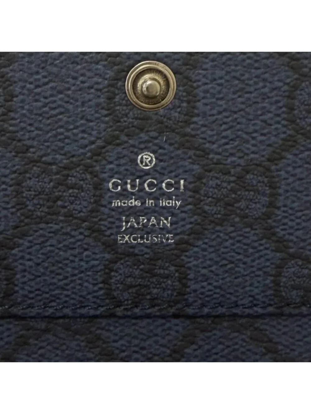Gucci Leather Inside GG Logo All Over Pattern Card Case Business Holder Navy